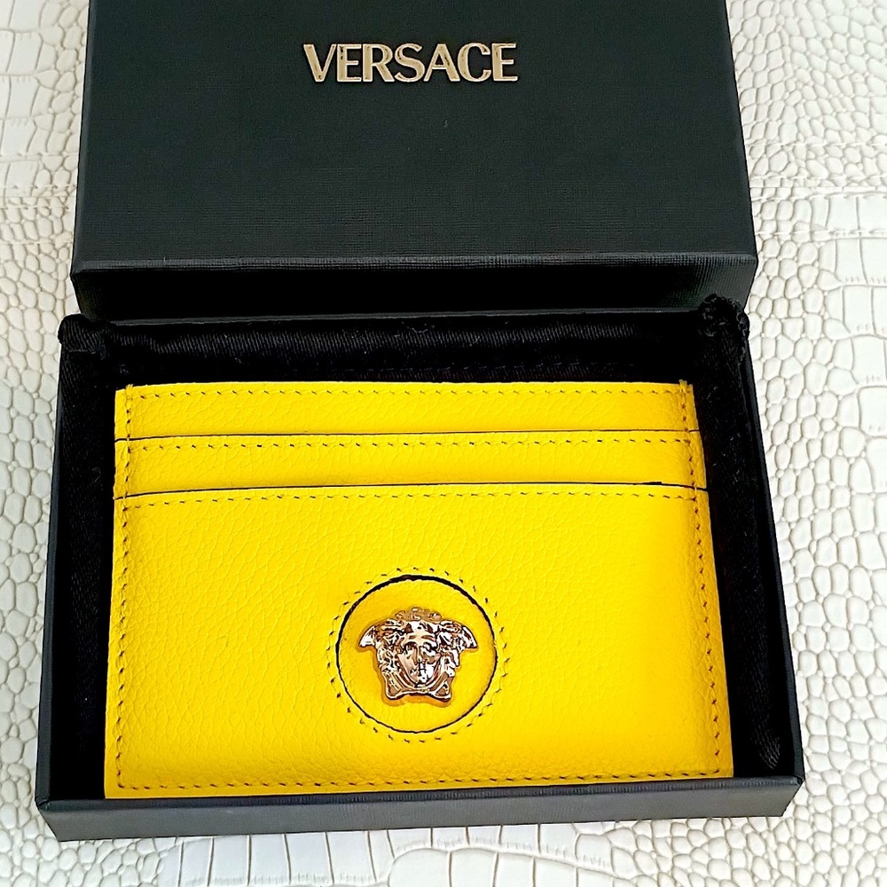 NWT VERSACE CARD CASE VITELLO SUN
